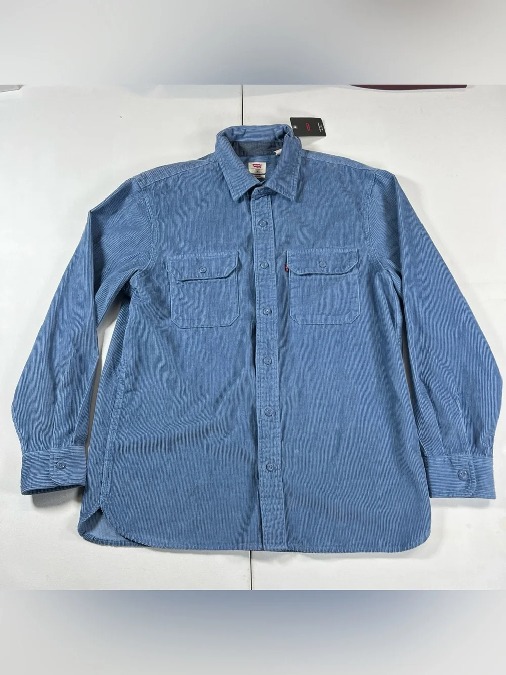 Levis Corduroy Shirt The Worker Relaxed Long Sleeve Button Blue Mens M NWT